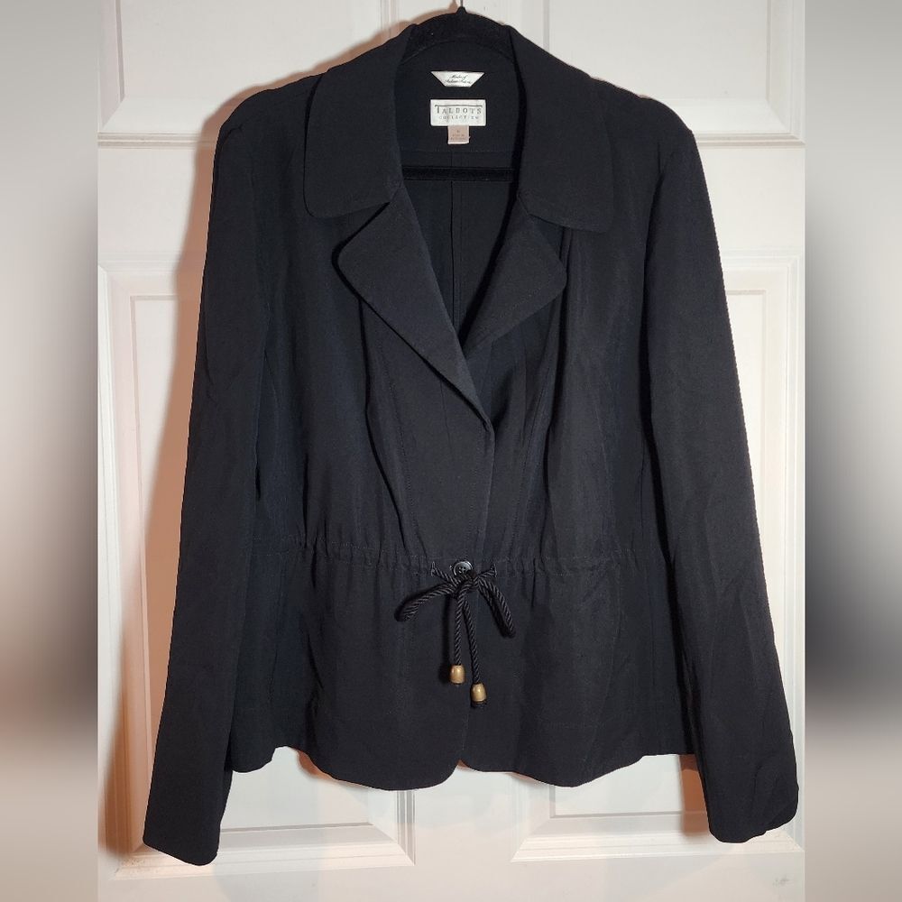 Talbots Collection Italian Fabric Black Cinched Waist Blazer Jacket Portugal